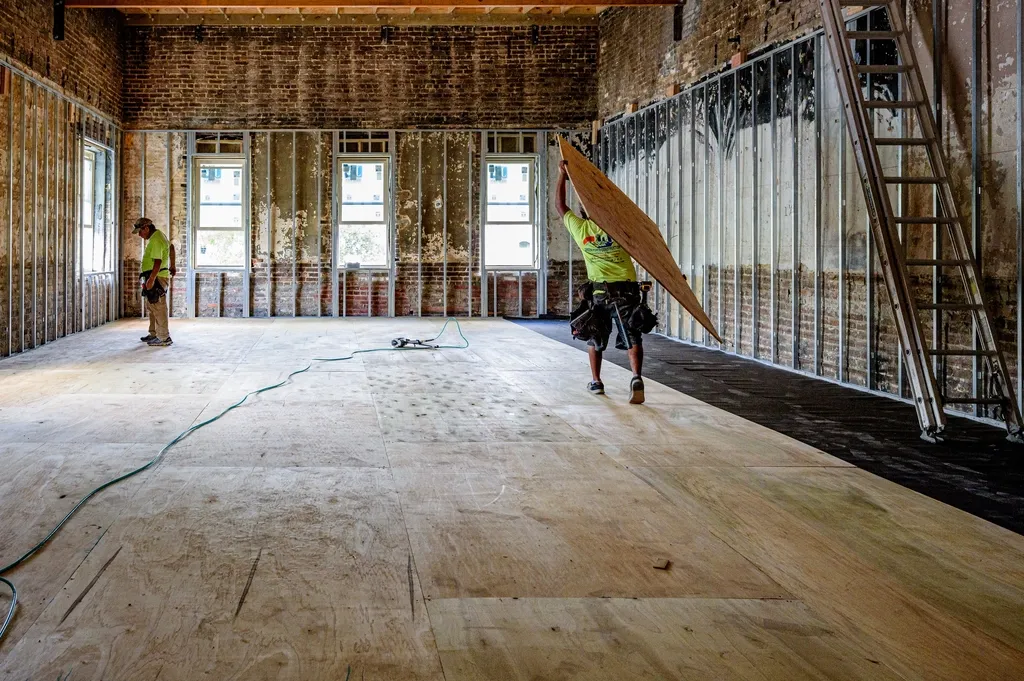 Room stripped back to bare walls